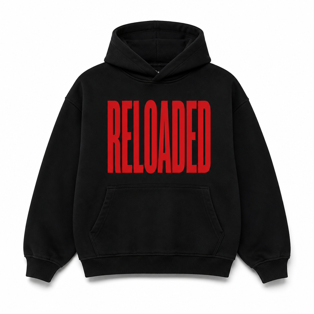 Reloaded Logo Hoodie — Black / 450 GSM Fleece